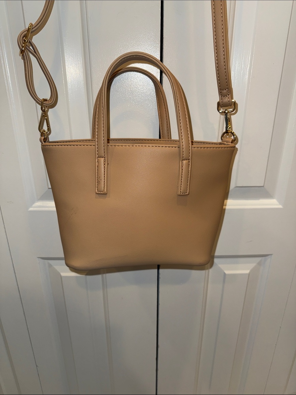 Classic‎ Small Tote Crossbody Bag in Beige - Picture 4 of 7